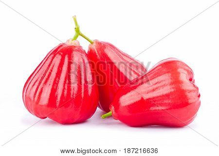 red rose apple or bell fruit  on white background healthy rose apple fruit food isolated