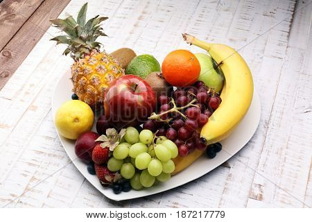 Fresh fruits. Mixed fruit background.Healthy eating, dieting