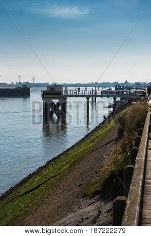 View over the port to the port in Belgium Dunkirk