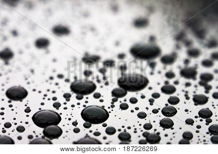 Drops of water on the roof color, nature background close up