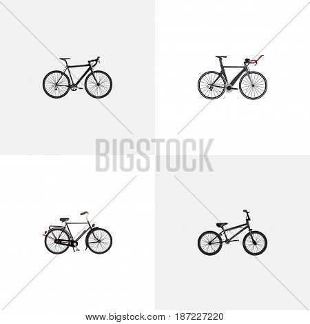 Realistic Extreme Biking, Cyclocross Drive, Training Vehicle And Other Vector Elements. Set Of Bicycle Realistic Symbols Also Includes Triathlon, Cyclocross, Extreme Objects.