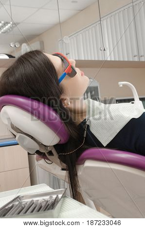 patient on reception at the dentist. dental treatment