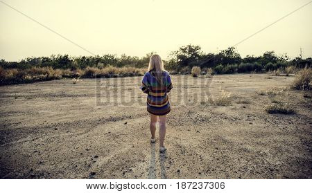 Young woman solo trip travel sightseeing