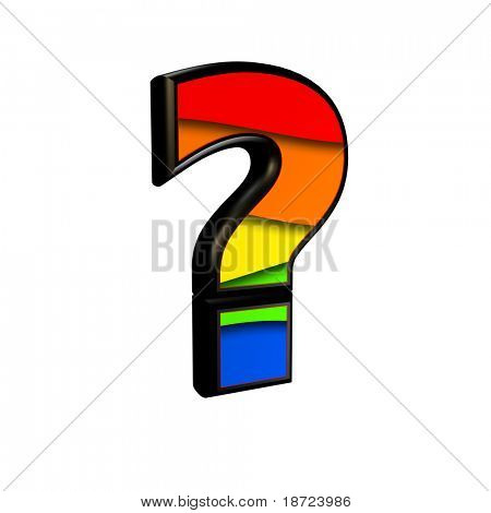 segno 3D con texture arcobaleno - punto di interrogatorio