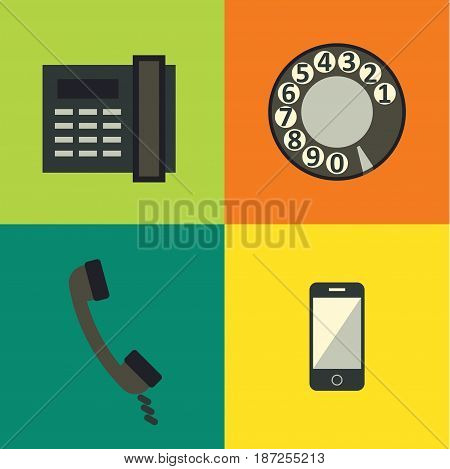 Vector illustration icon set of phone, techology background