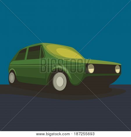 Car, Vector illustration dark background 3d oldschool, retro