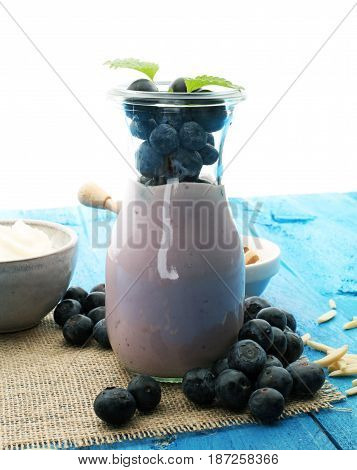 Beautiful Appetizer Pink Raspberries Fruit Smoothie Or Milk Shake In Glass Jar With Berries Backgrou
