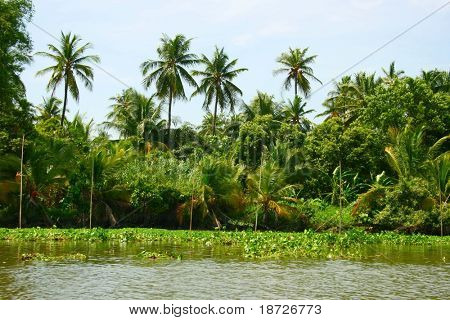 Panoramica wive su Thailandia, fiume mercato galleggiante