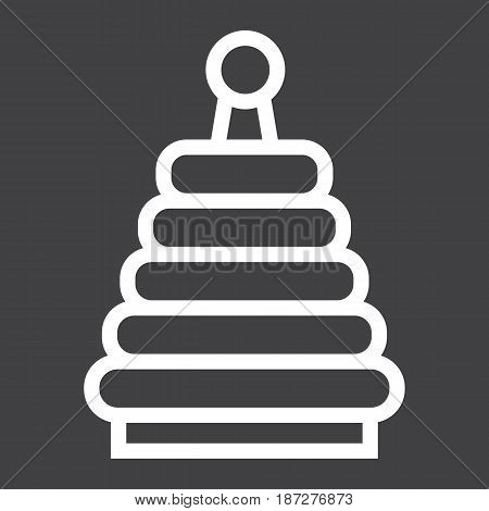 Rainbow pyramid toy line icon, kid and play, vector graphics, a linear pattern on a black background, eps 10.