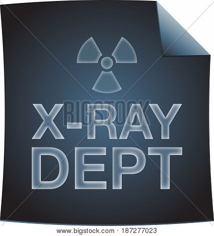 X-ray dept blueprint with radiation symbol. Isolated on white background