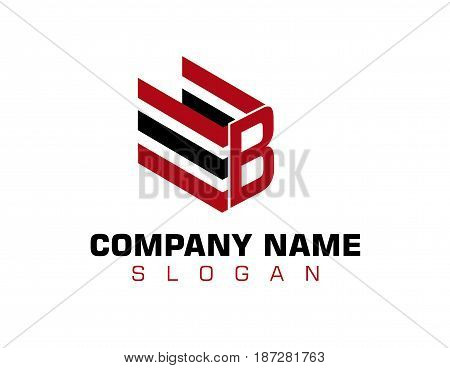Abstrect red letter B on white background