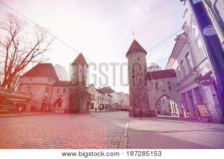 View of Viru Gates; Tallinn; Estonia; Europe