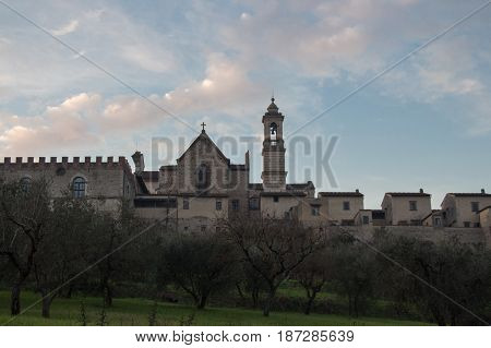 Italy Florence - December 24 2016: the view of the Florence Charterhouse church Certosa di Galluzzo di Firenze on December 24 2016 in Florence Tuscany Italy.
