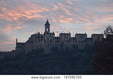Italy Florence - December 24 2016: the view of the Florence Charterhouse church Certosa di Galluzzo di Firenze on December 24 2016 in Florence Tuscany Italy.