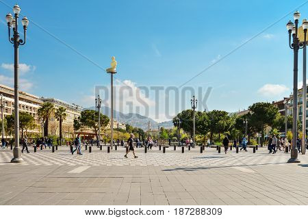 People Walking And Relaxing At Promenade Du Paillon