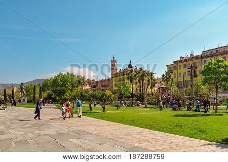 People Walking And Relaxing At Promenade Du Paillon