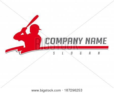 baseball red palyer logo on a white background