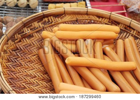 sausages steamed is delicious in the market