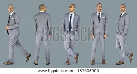 Businessman lifestyle gesture confidence profession standing on background