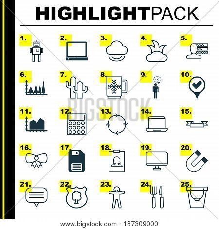 Set Of 25 Universal Editable Icons. Can Be Used For Web, Mobile And App Design. Includes Elements Such As Badge, Triangle Area Graph, Notebook And More.
