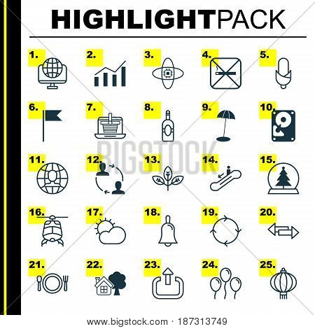 Set Of 25 Universal Editable Icons. Can Be Used For Web, Mobile And App Design. Includes Elements Such As Computer Network, Hooch, Clear Climate And More.