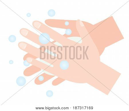washing hands with soap for hygiene. health care concept