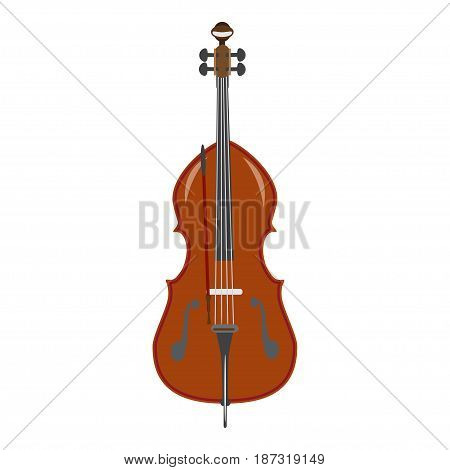 Vector illustration of double bass isolated on a white background. Contrabass in flat style.