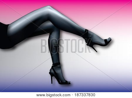 legs sexy girl with sexy stockings effect and forms part of the sexual organs girl in the whole composition pink white blue background