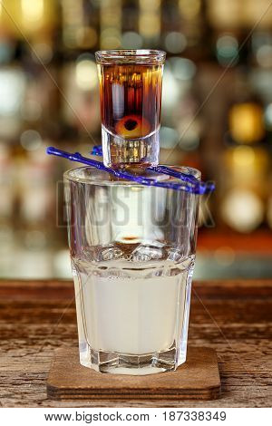Mexican cocktail tears snake based on tequila lemon juice liqueur. Scalding cocktail