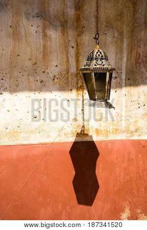 Old Lantern On Holy Mary, Greek Name Is Panagia Kremasti Church Of Corfu, Greece