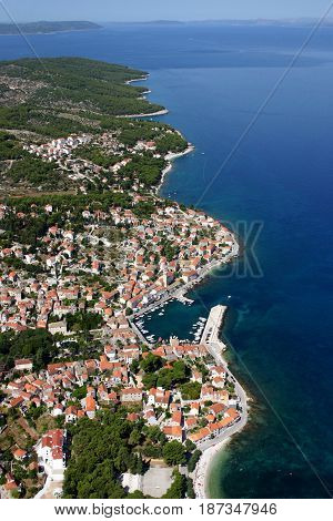 Sutivan village on the north-west of Brac Island Croatia aerial view