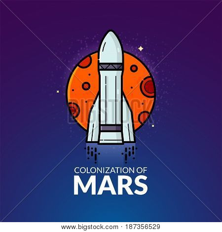 Colonization of Mars, concept design, vector illustration