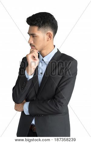 Business man thinking over solving a problem