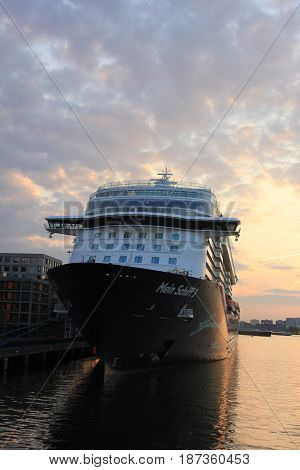 Amsterdam The Netherlands - May 11th 2017: Mein Schiff 3 TUI Cruises docked at Passenger Terminal Amsterdam