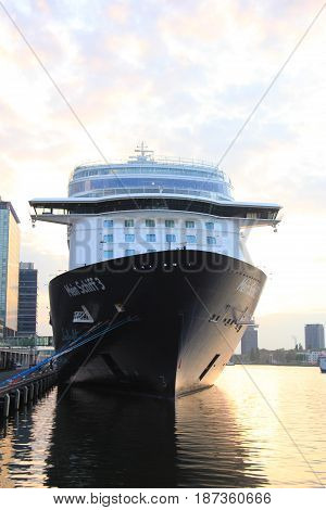 Amsterdam The Netherlands - May 11th 2017: Mein Schiff 3 TUI Cruises docked at Passenger Terminal Amsterdam