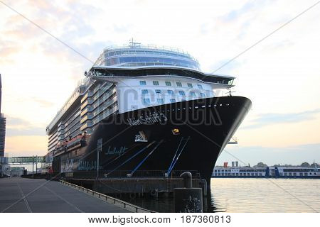 Amsterdam The Netherlands - May 11th 2017: Mein Schiff 3 TUI Cruises docked at Passenger Terminal Amsterdam