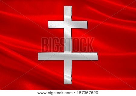 Flag of Saint-Omer is a commune in France. 3d illustration