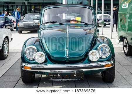 STUTTGART GERMANY - MARCH 04 2017: Compact car Volkswagen Beetle Cabrio 1976. Europe's greatest classic car exhibition 