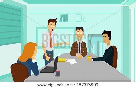 Business people meeting discussing ideas and concepts. Table Discussion Corporate Concept Illustration Vector.