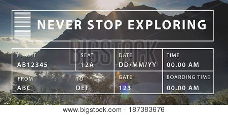 Never Stop Exploring Travel Word Graphic
