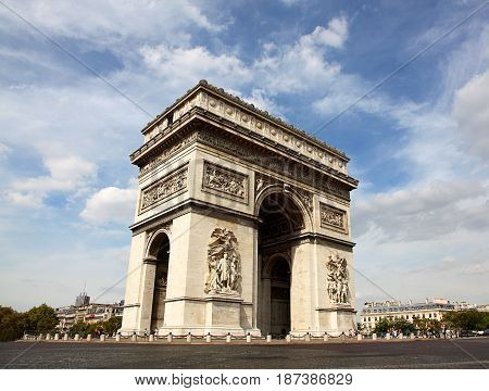 Famous Arc de Triomphe in Paris France