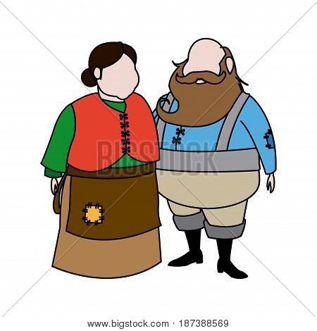 couple mr and mrs claus christmas celebration vector illustration