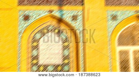 In Iran  And Old Antique Mosque    Minaret