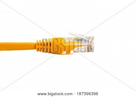 Cable head into (head rj45)networkRJ45plug. Isolated. Close-up