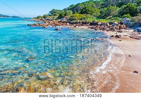 Clear water in Lu Impostu beach Sardinia