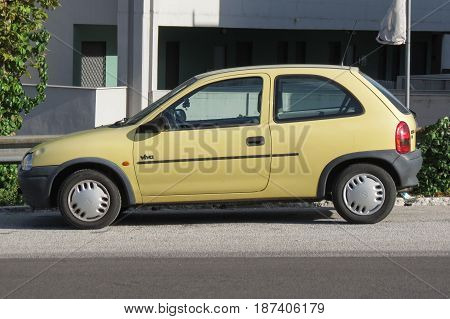 Yellow Opel Corsa Viva