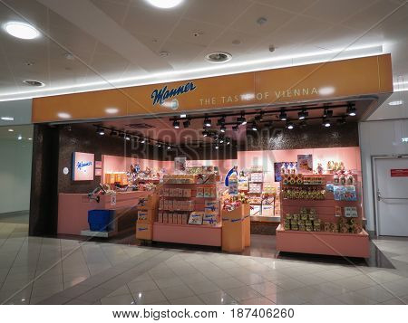 VIENNA AUSTRIA - CIRCA APRIL 2017: Manner brand store in Vienna