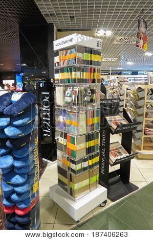 LINATE MILAN ITALY - CIRCA JANUARY 2016: Moleskine brand store at the airport of Milan Linate