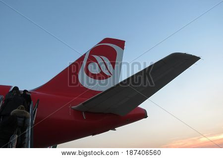 Air Berlin Airbus A320 Boarding In Milan Linate