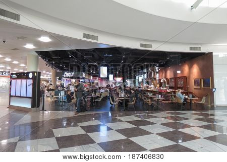 SCHWECHAT VIENNA AUSTRIA - CIRCA APRIL 2017: cafe in the airport departure hall